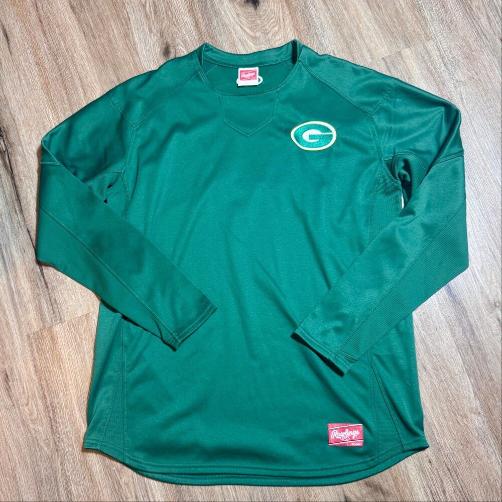 Rawlings Green Bay Packers Sideline Performance Long Sleeve Shirt Men’s L NFL